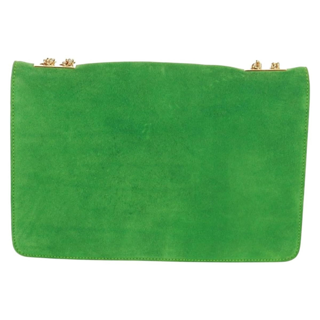 Celine Vintage Shoulder Bag Suede Green Suede Shoulder Bag Bag