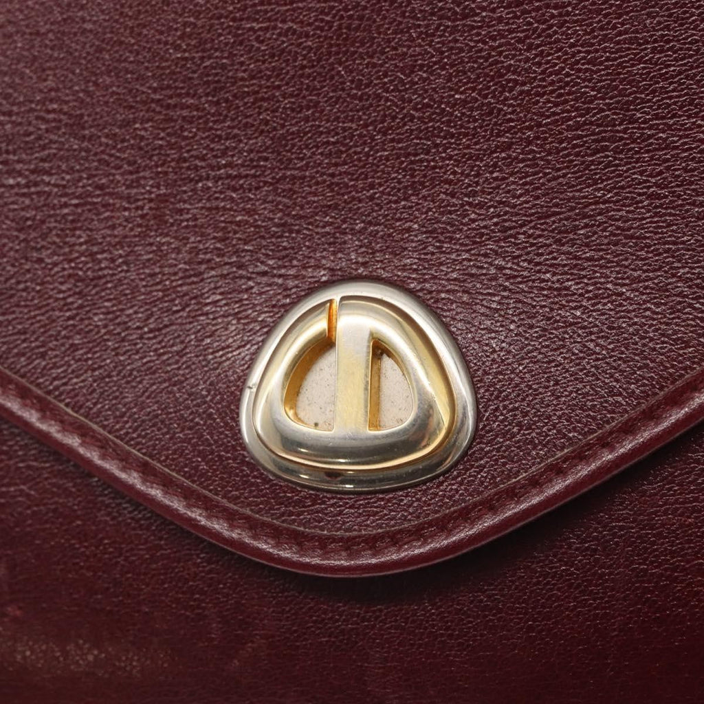 Christian Dior Vintage Chain Flap Shoulder Bag Leather Burgundy Leather Shoulder Bag Bag (Pre-Owned)