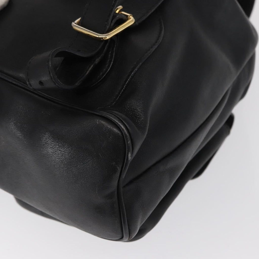 Gucci Vintage Bamboo Backpack Leather Black Leather Backpack Bag (Pre-Owned)