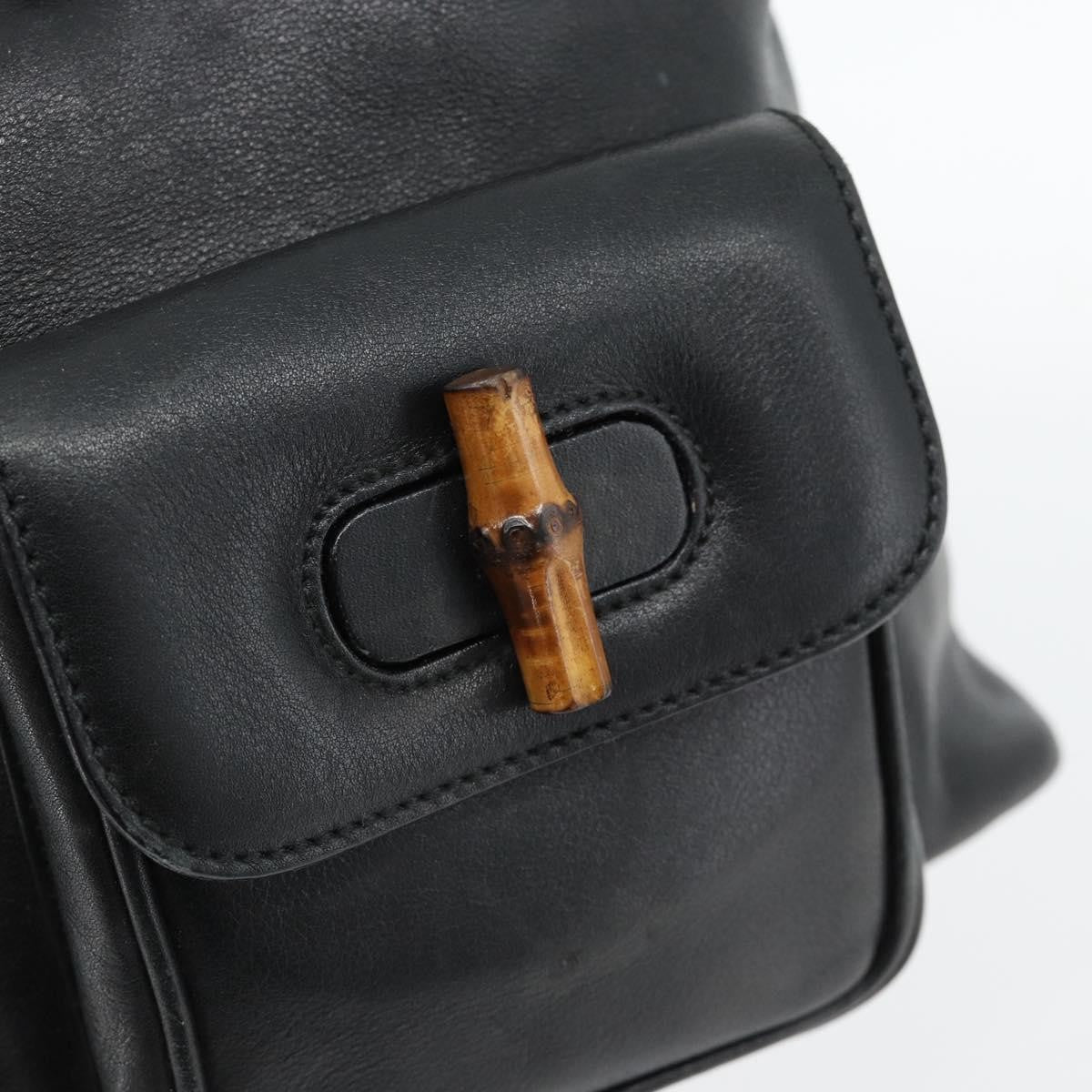 Gucci Vintage Bamboo Backpack Leather Black Leather Backpack Bag (Pre-Owned)