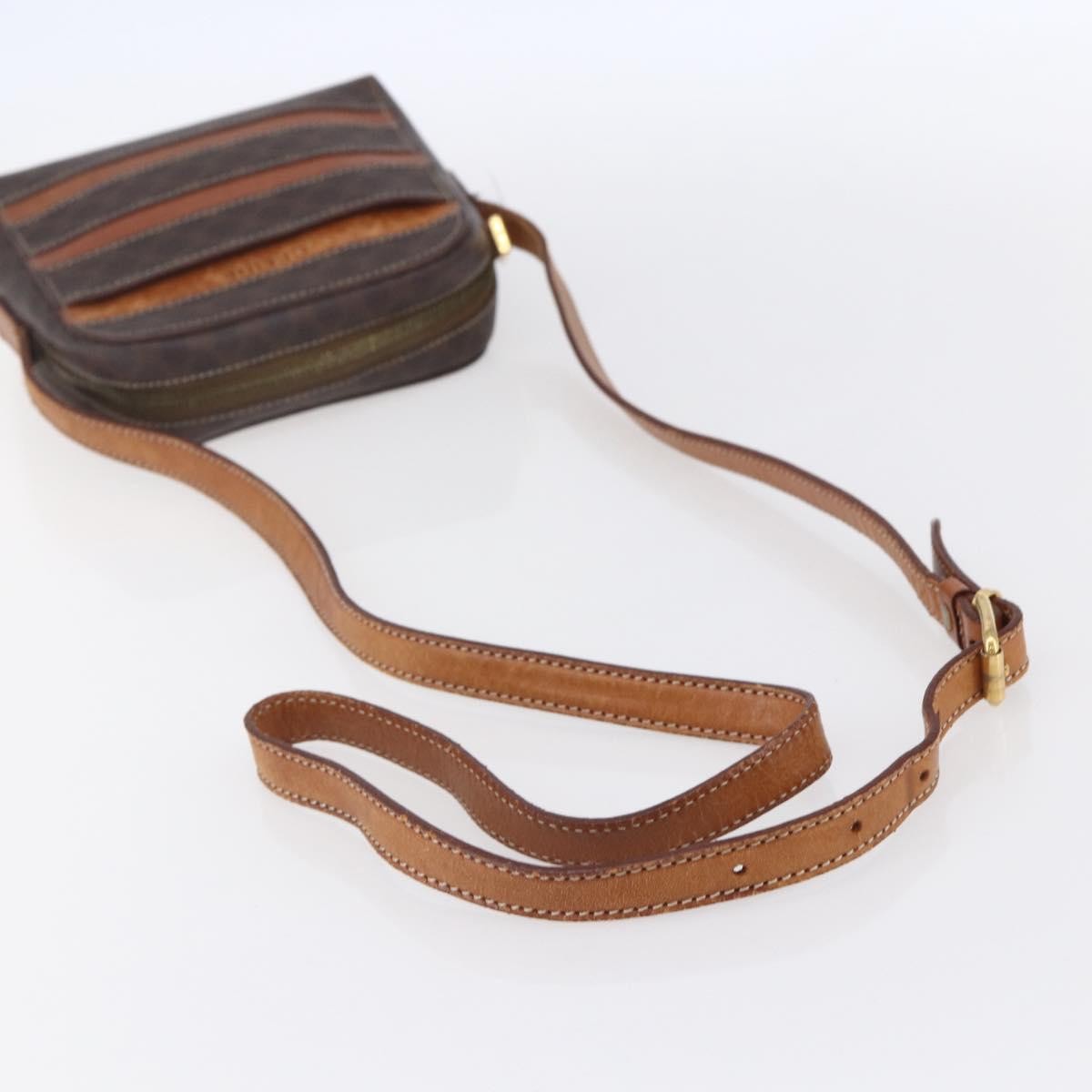 Celine Vintage Macadam Shoulder Bag Canvas And Leather Brown Canvas Shoulder Bag Bag