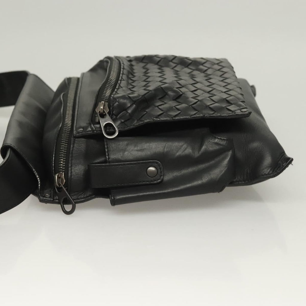Bottega Veneta Utility Waist Bag Leather With Intrecciato Black Leather Bag