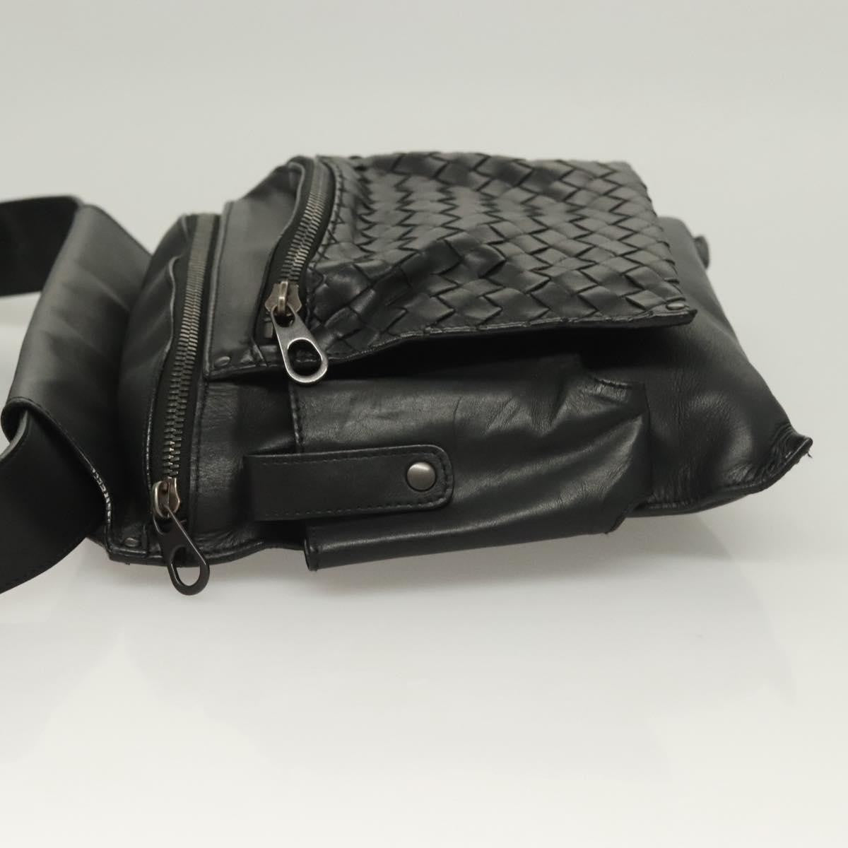 Bottega Veneta Utility Waist Bag Leather With Intrecciato Black Leather Bag