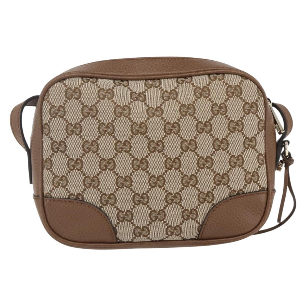 Gucci Bree Disco Crossbody Bag Gg Canvas With Leather Beige Canvas Crossbody Bag Bag (Pre-Owned)