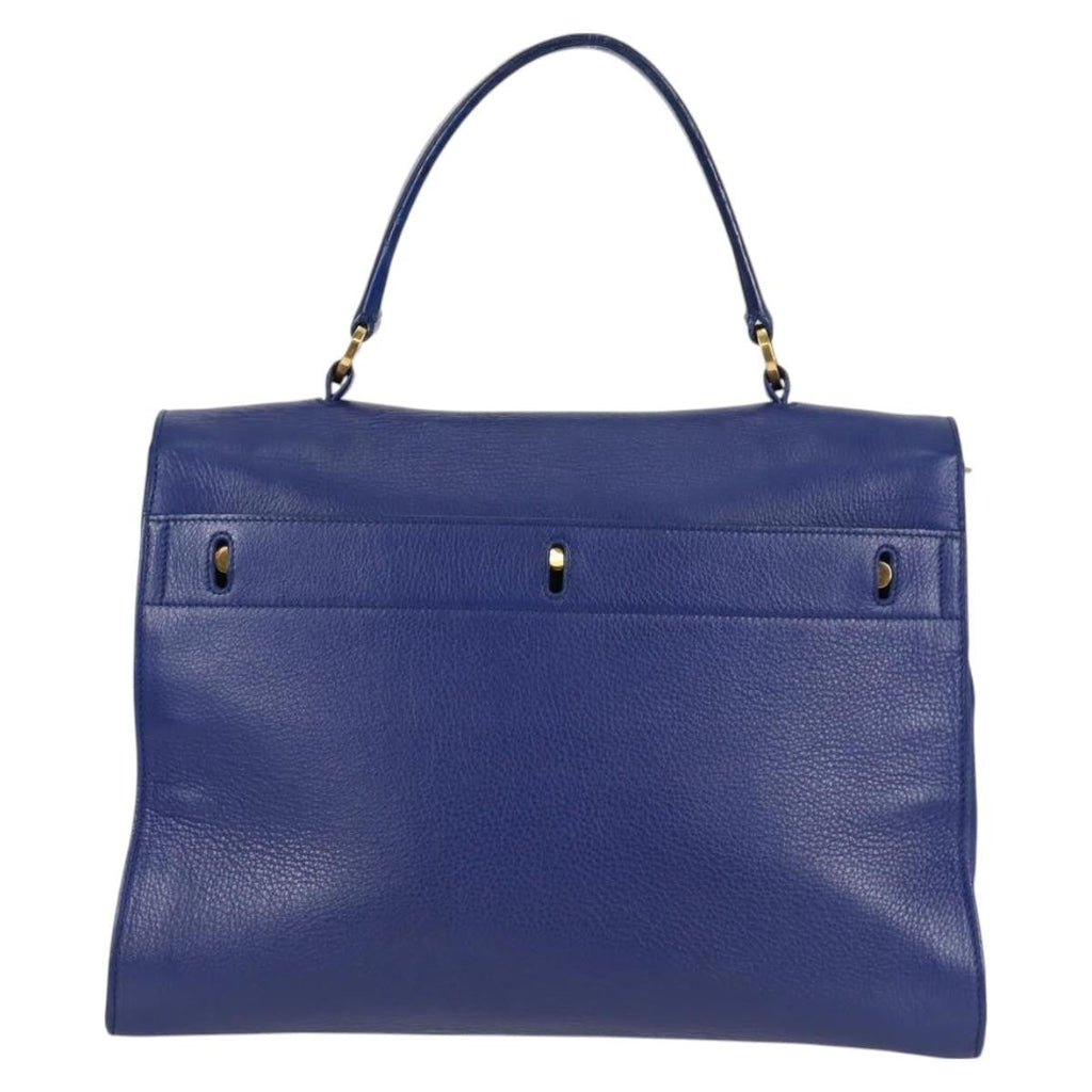 Saint Laurent Muse Two Bag Leather With Canvas Blue Leather Shoulder Bag Bag (Pre-Owned)