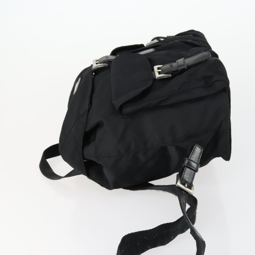Prada Vela Double Front Pocket Backpack Tessuto With Saffiano Leather Black Nylon Backpack Bag