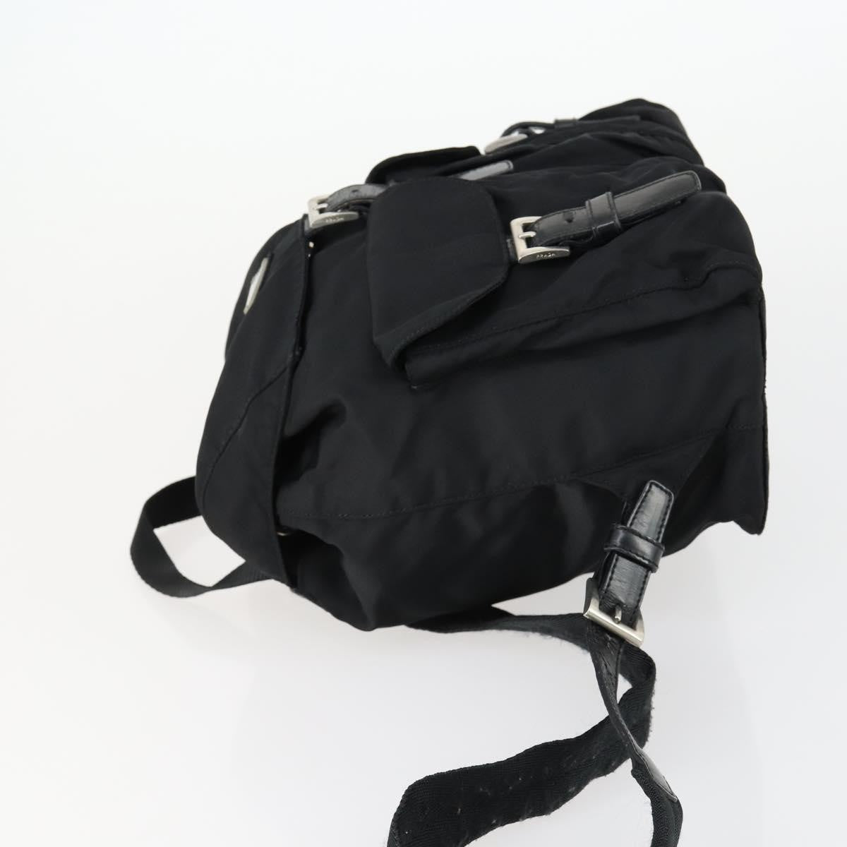 Prada Vela Double Front Pocket Backpack Tessuto With Saffiano Leather Black Nylon Backpack Bag