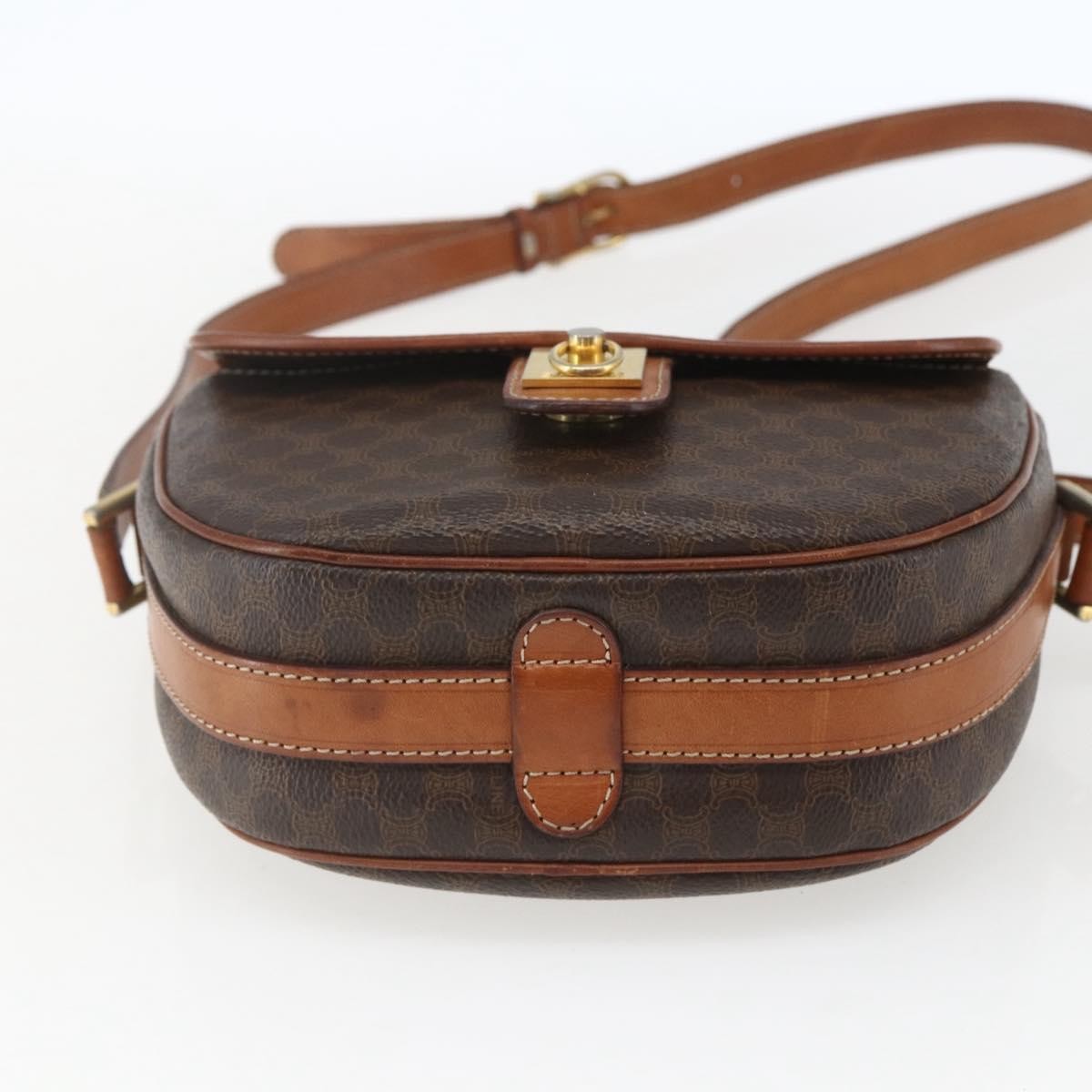 Celine Vintage Macadam Shoulder Bag Canvas And Leather Brown Canvas Shoulder Bag Bag