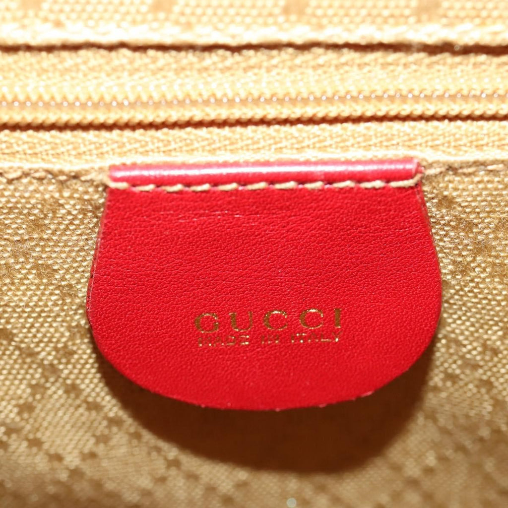 Gucci Vintage Bamboo Backpack Leather Red Leather Backpack Bag (Pre-Owned)