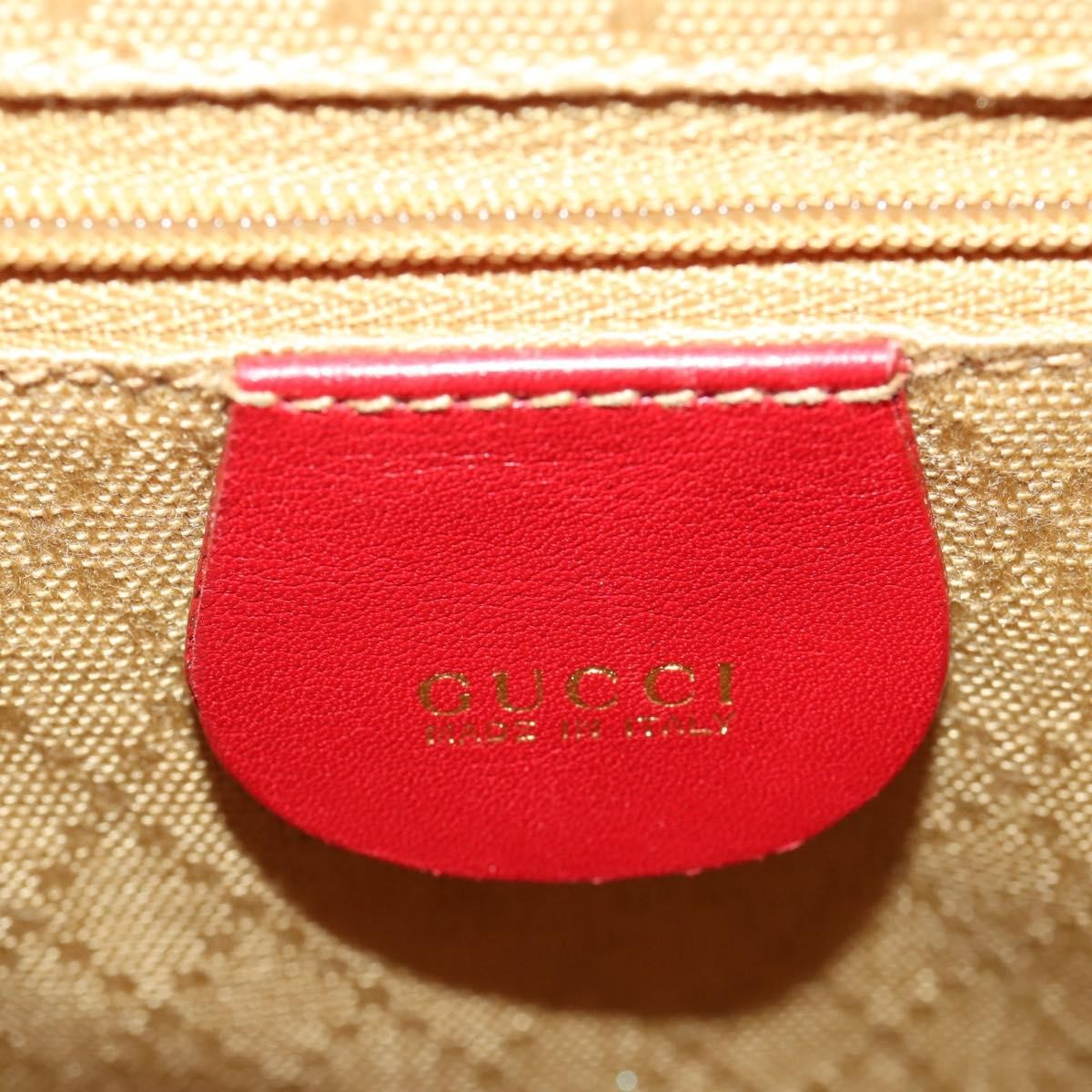 Gucci Vintage Bamboo Backpack Leather Red Leather Backpack Bag (Pre-Owned)