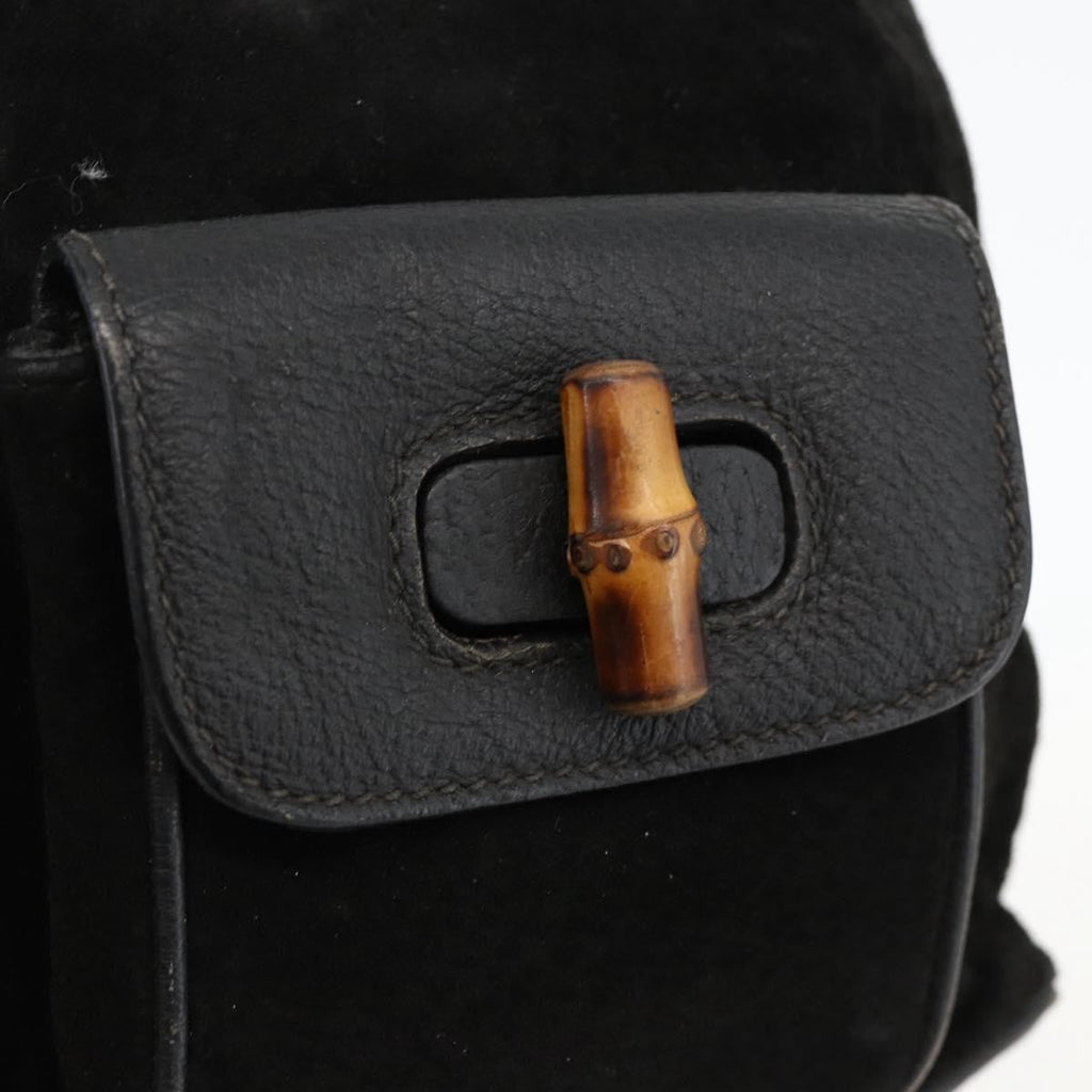 Gucci Gucci Bamboo Backpack Daim Black Denim_Jeans Backpack Bag (Pre-Owned)