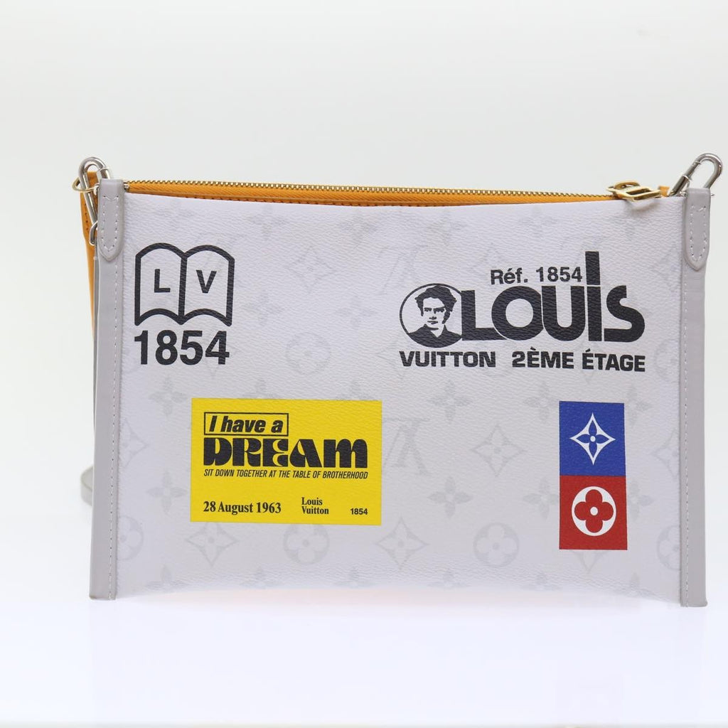 Louis Vuitton Double Flat Messenger Bag Limited Edition Logo Story Monogram Canvas And Denim Multicolour Canvas Clutche & Pouche Bag