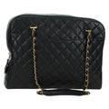 Chanel Vintage Zip Chain Shoulder Bag Quilted Lambskin Black Leather Shoulder Bag Bag