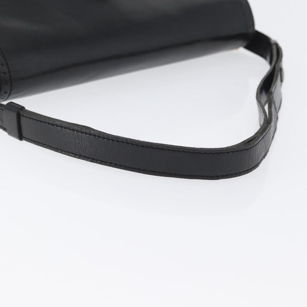 Saint Laurent Vintage Shoulder Bag Leather Black Leather Shoulder Bag Bag (Pre-Owned)