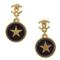Chanel Cc Star Round Drop Earrings Metal With Resin Gold Gold_Plated Earrings Jewelry