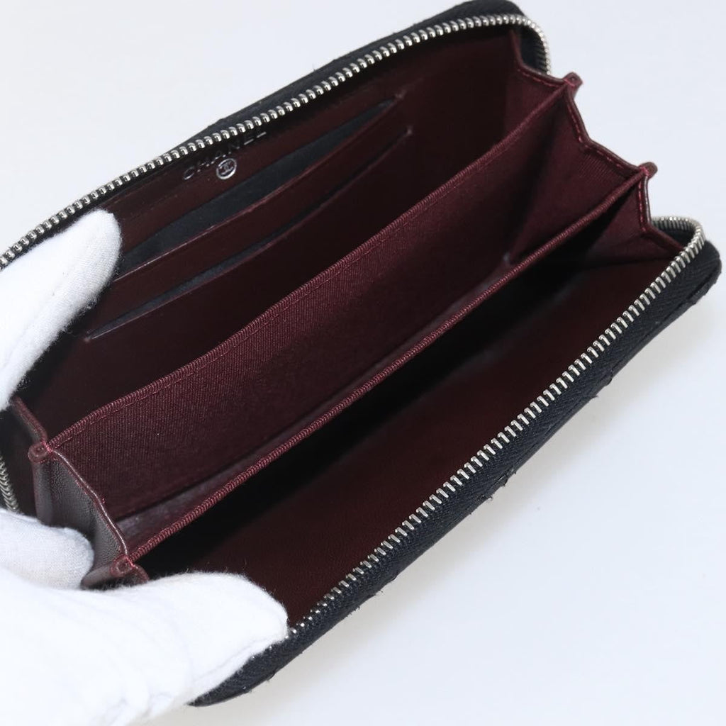 Chanel Zip Around Organizer Wallet Quilted Lambskin Black Leather Wallets Accessory