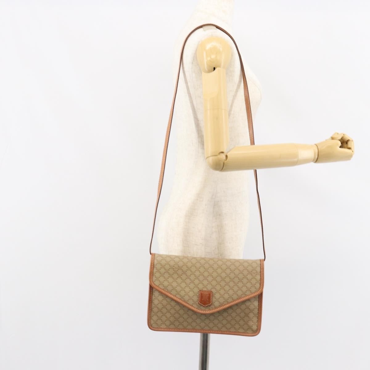 Celine Vintage Macadam Shoulder Bag Canvas Beige Canvas Shoulder Bag Bag