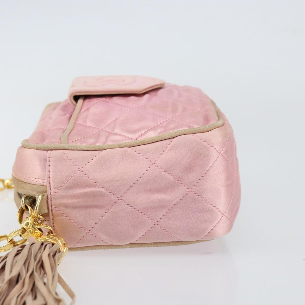 Chanel Vintage Camera Tassel Bag Satin Pink Satin Shoulder Bag Bag