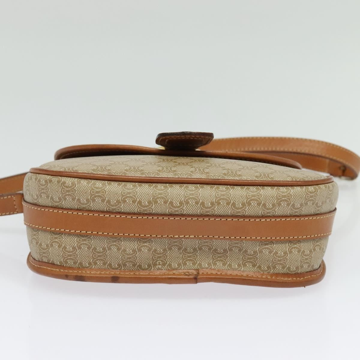 Celine Macadam Shoulder Bag Pvc Leather Beige Canvas Bag
