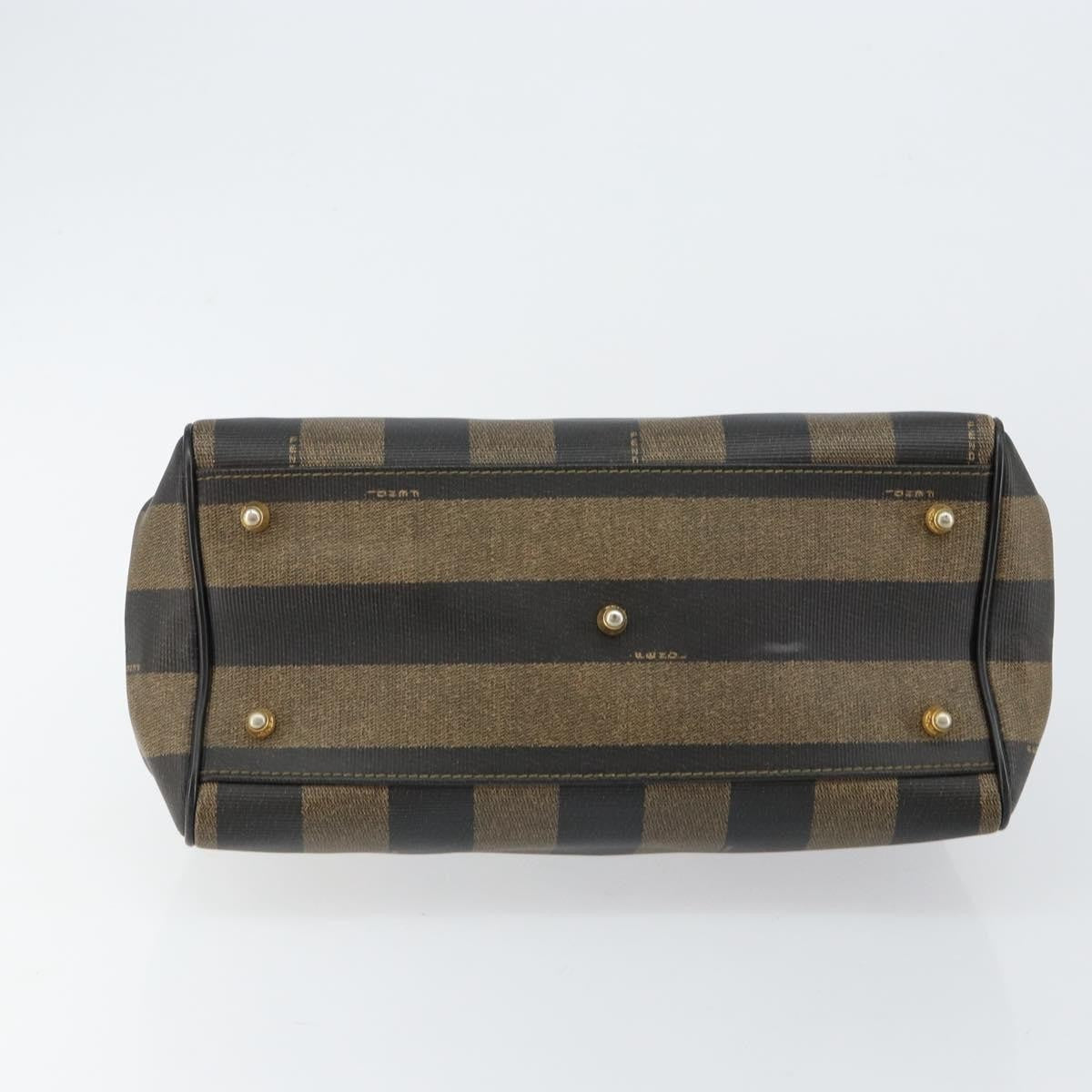 Fendi Vintage Pequin Boston Bag Coated Canvas Black Canvas Bag