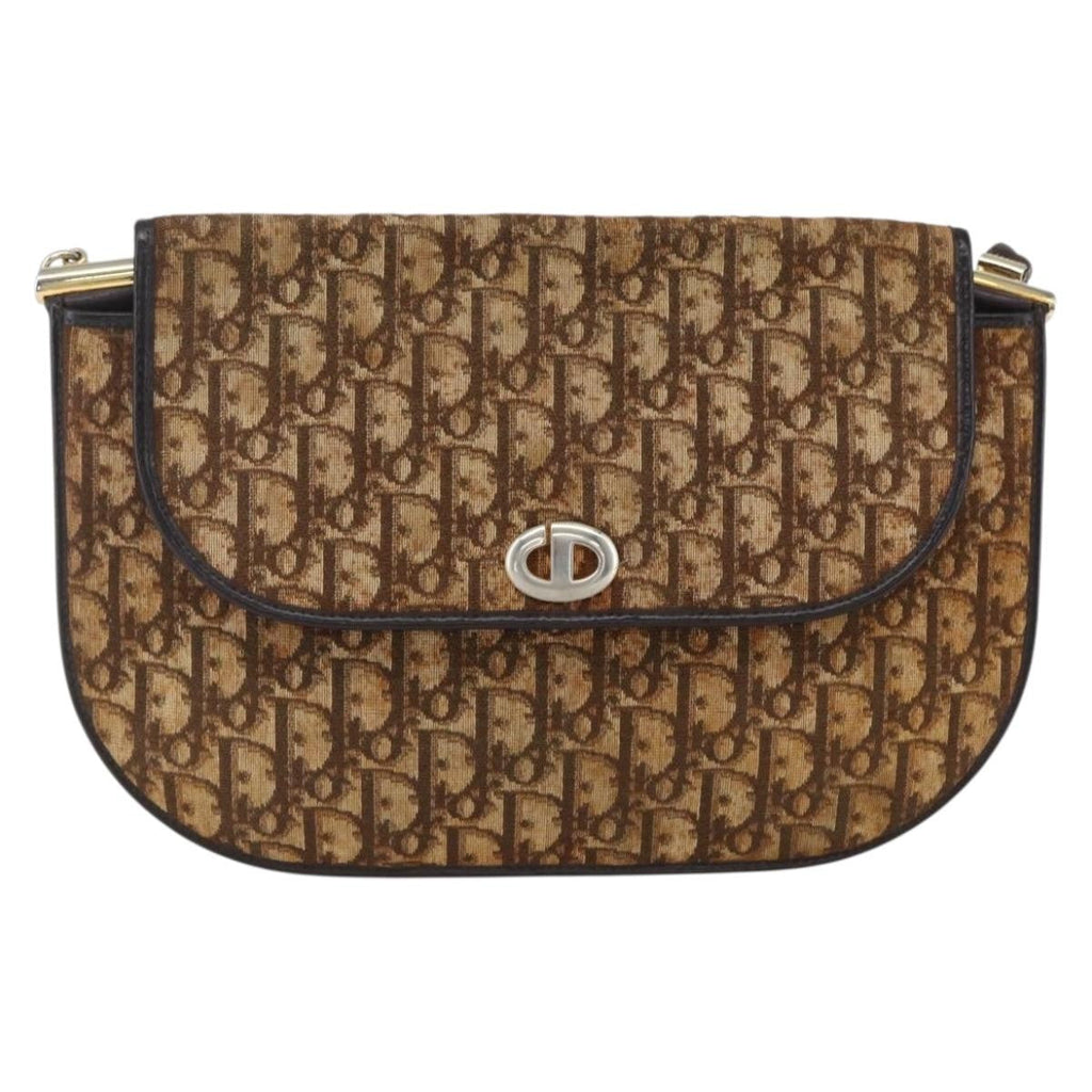 Christian Dior Vintage Trotter Shoulder Bag Canvas Brown Canvas Shoulder Bag Bag (Pre-Owned)