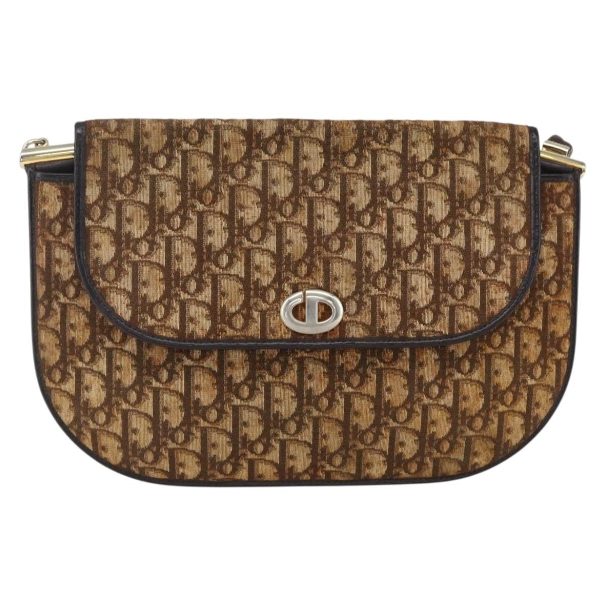 Christian Dior Vintage Trotter Shoulder Bag Canvas Brown Canvas Shoulder Bag Bag (Pre-Owned)