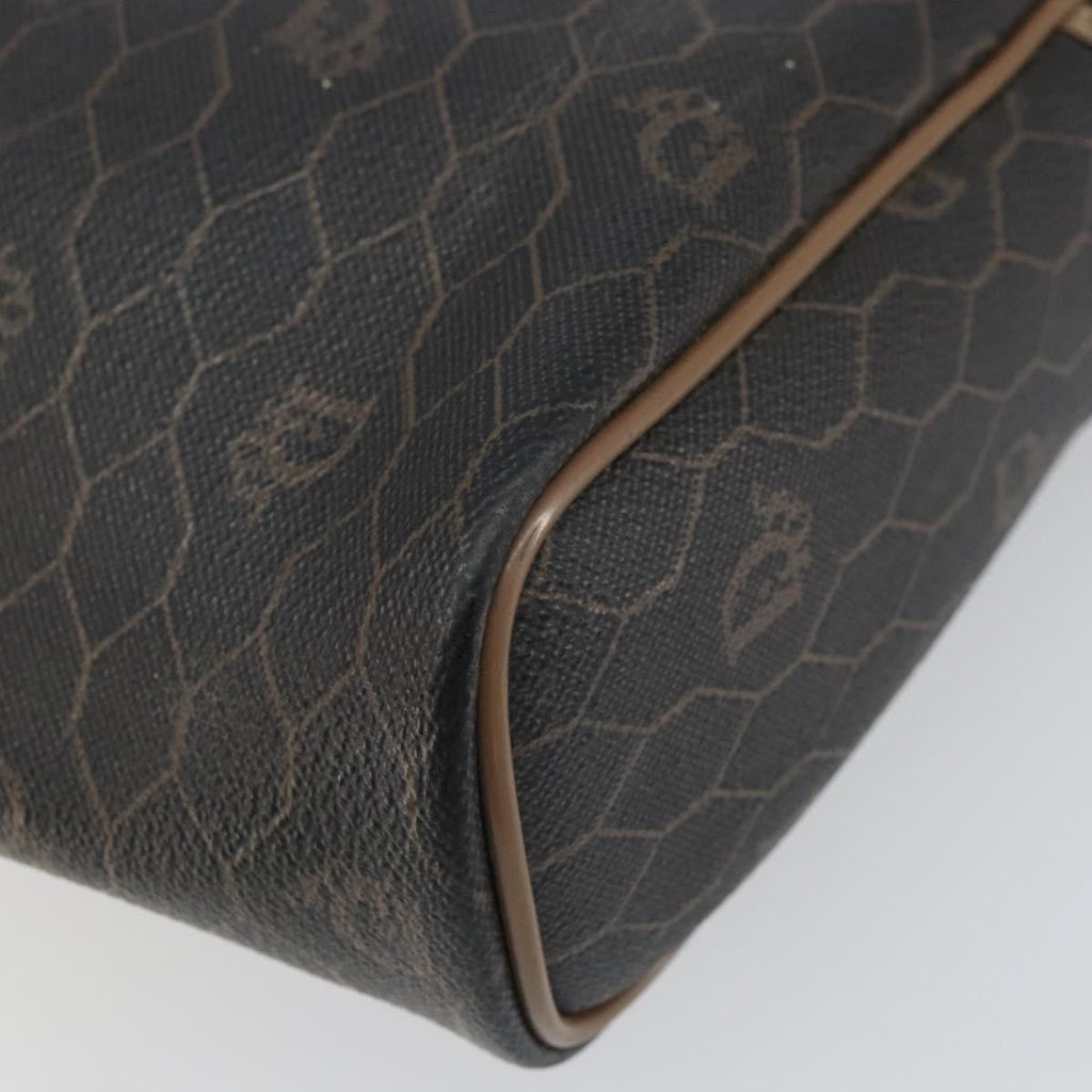 Christian Dior Vintage Honeycomb Zip Pouch Canvas And Leather Black Canvas Clutche & Pouche Bag (Pre-Owned)