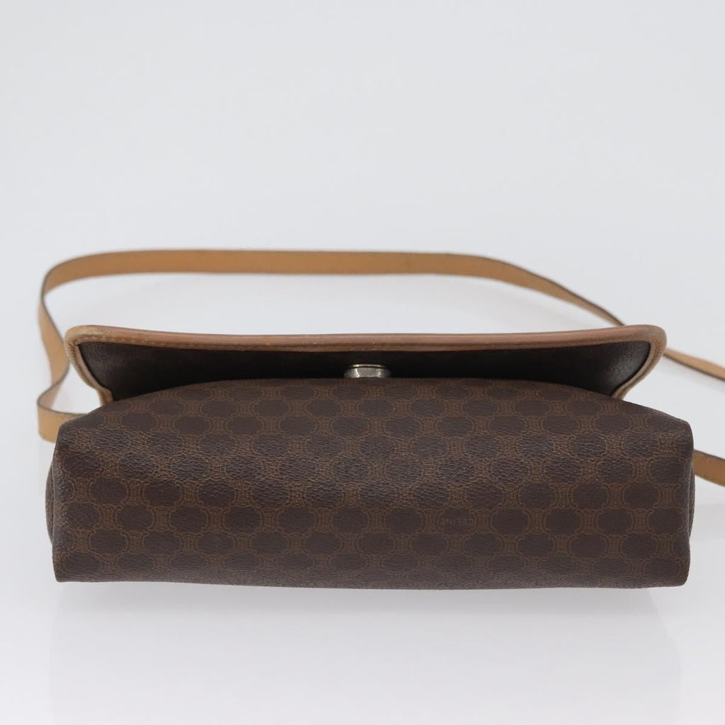 Celine Vintage Macadam Shoulder Bag Canvas And Leather Brown Canvas Shoulder Bag Bag