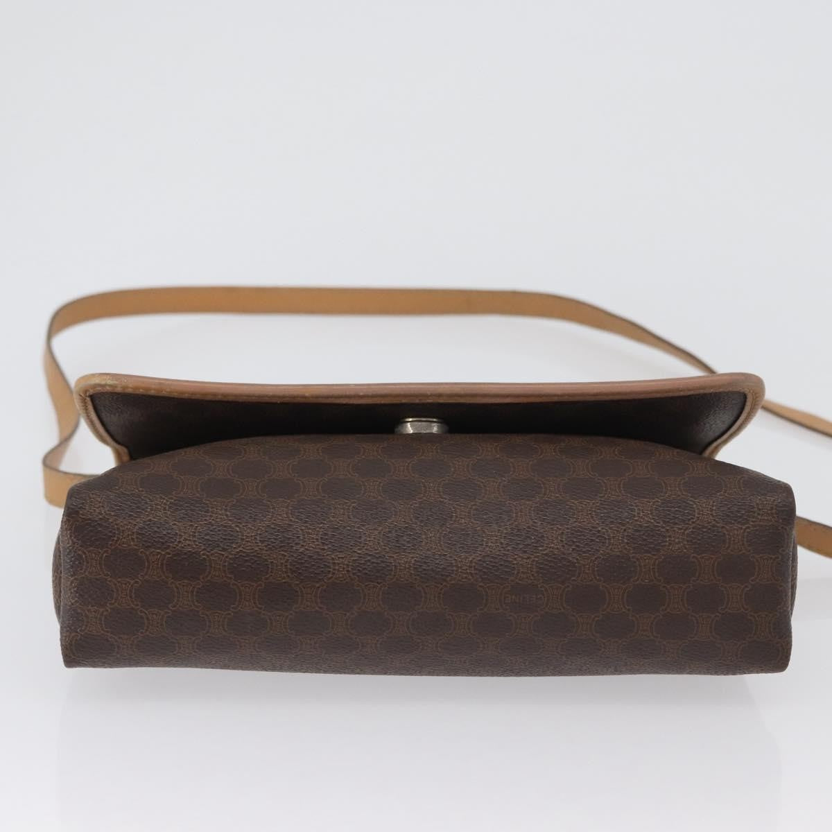 Celine Vintage Macadam Shoulder Bag Canvas And Leather Brown Canvas Shoulder Bag Bag