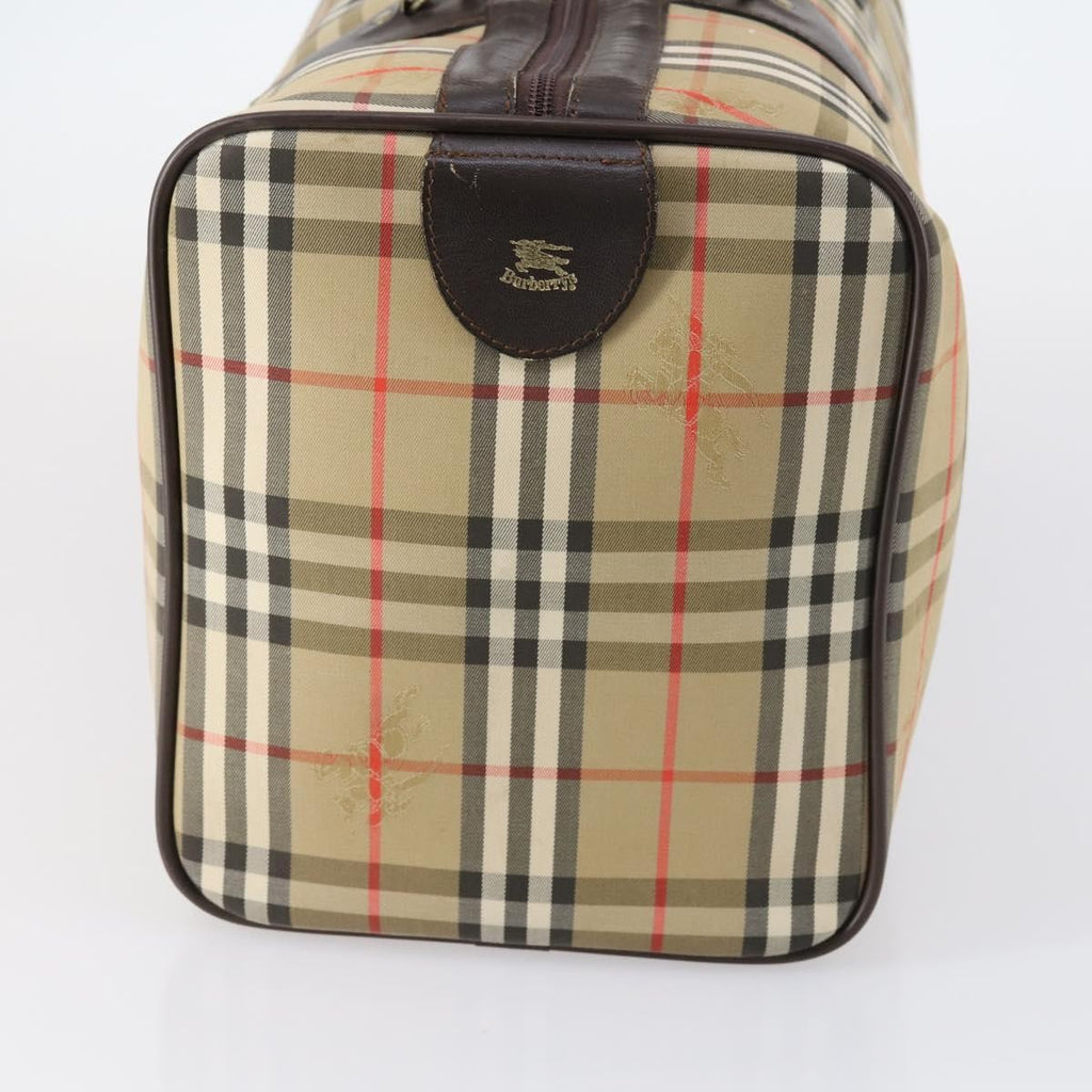Burberry Vintage Duffle Bag Haymarket Canvas Beige Canvas Travel Bag