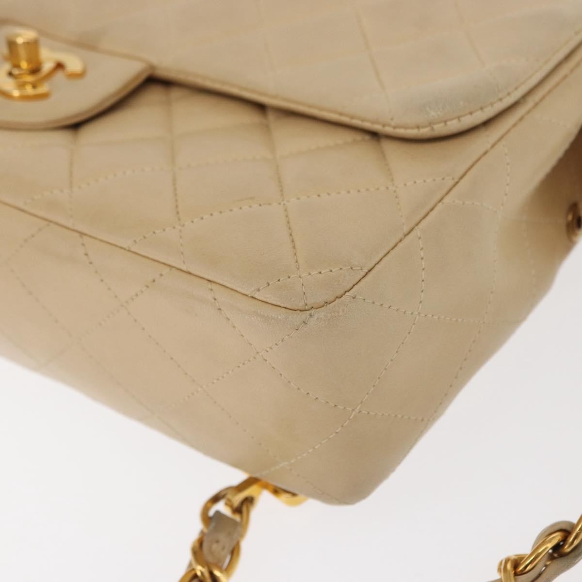 Chanel Vintage Classic Flap Backpack Quilted Lambskin Beige Leather Backpack Bag