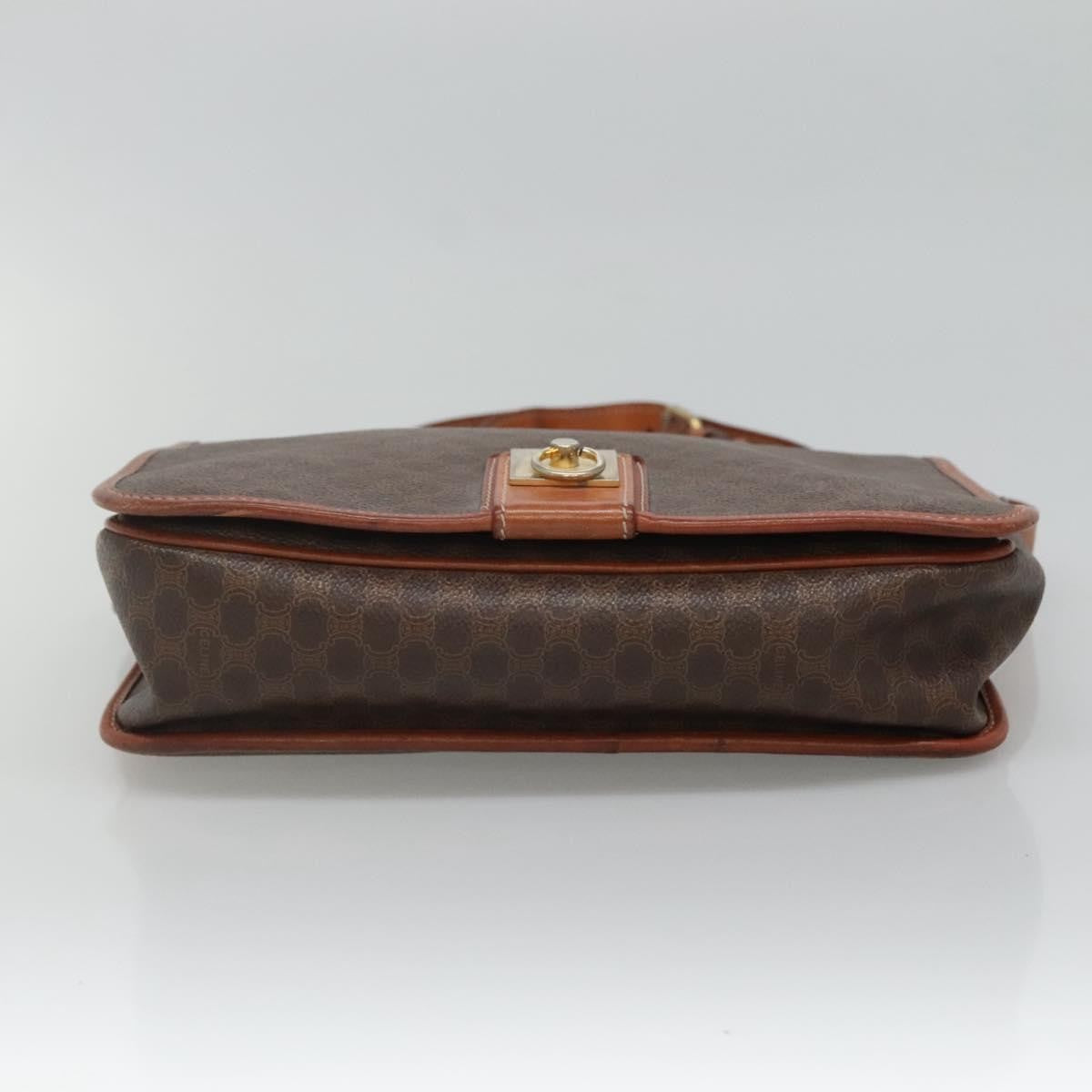 Celine Vintage Macadam Shoulder Bag Canvas And Leather Brown Canvas Shoulder Bag Bag