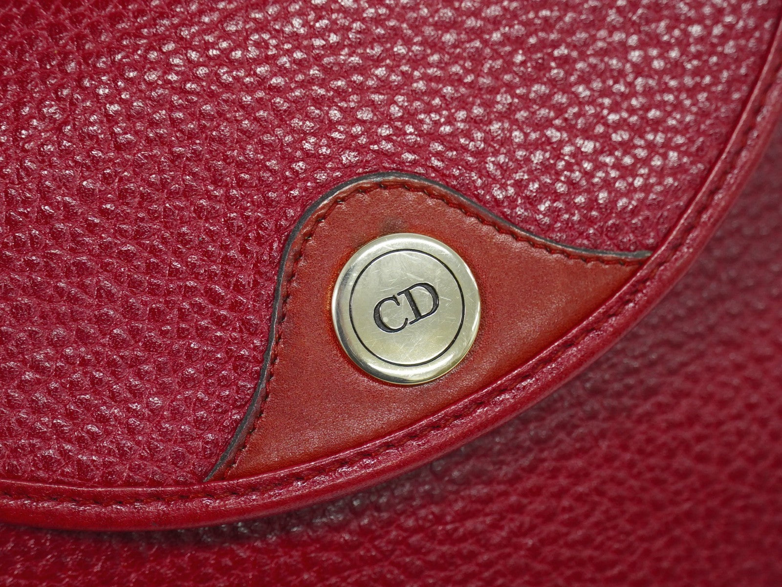 Christian Dior Vintage Shoulder Bag Leather Red Leather Shoulder Bag Bag (Pre-Owned)