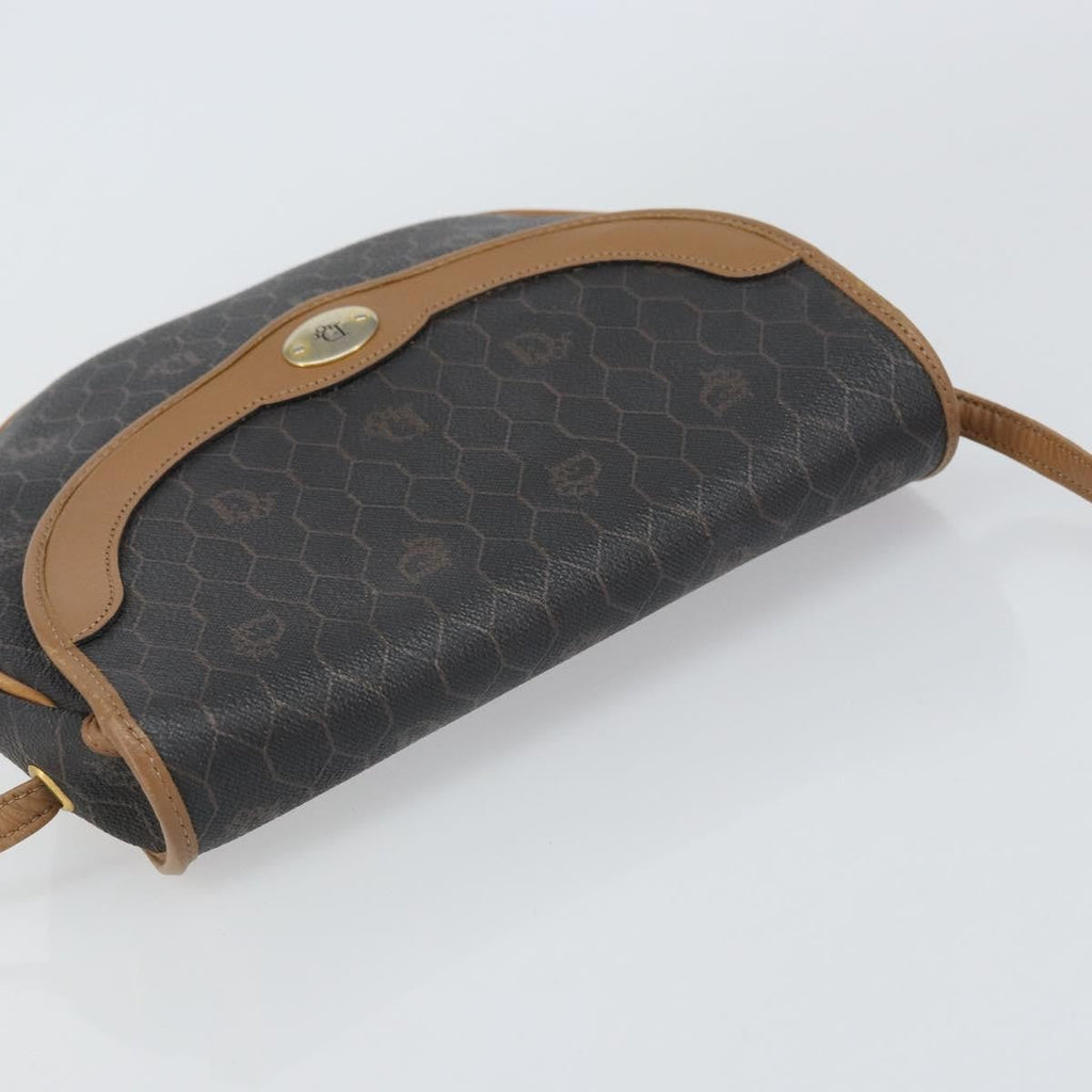 Christian Dior Vintage Honeycomb Flap Crossbody Bag Coated Canvas Black Canvas Shoulder Bag Bag (Pre-Owned)