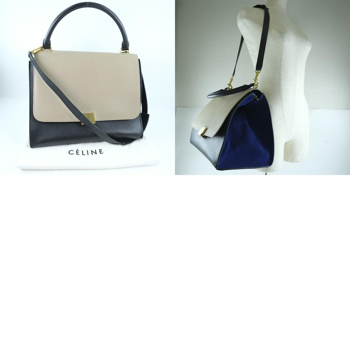Celine Trapeze Bag Leather With Suede Black Leather Bag