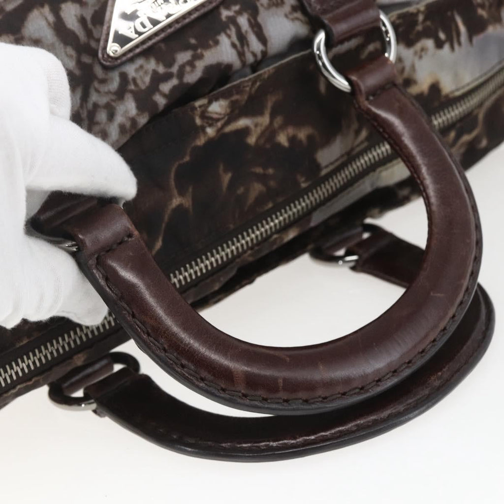 Prada Convertible Tote Printed Tessuto Brown Nylon Tote Bag Bag