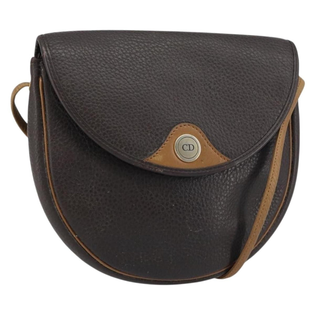 Christian Dior Vintage Cd Flap Shoulder Bag Leather Brown Leather Shoulder Bag Bag (Pre-Owned)