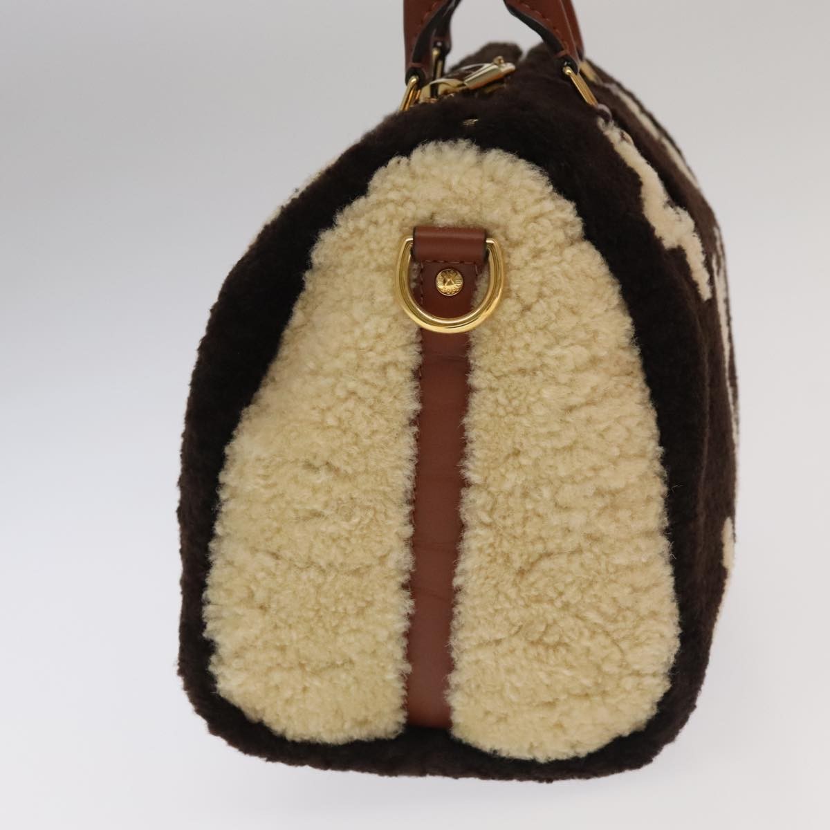 Louis Vuitton Speedy Bandouliere Bag Monogram Giant Teddy Fleece Brown Fur Shoulder Bag