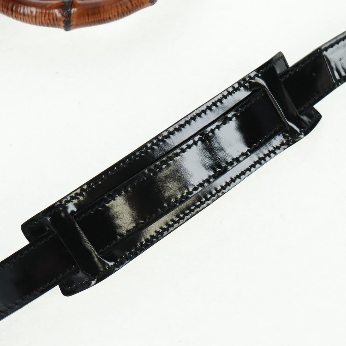 Gucci Vintage Bamboo Handle Bag Patent Leather Black Patent_Leather Handbag (Pre-Owned)