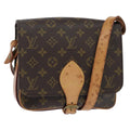 Louis Vuitton Cartouchiere Handbag Monogram Canvas Brown Canvas Shoulder Bag