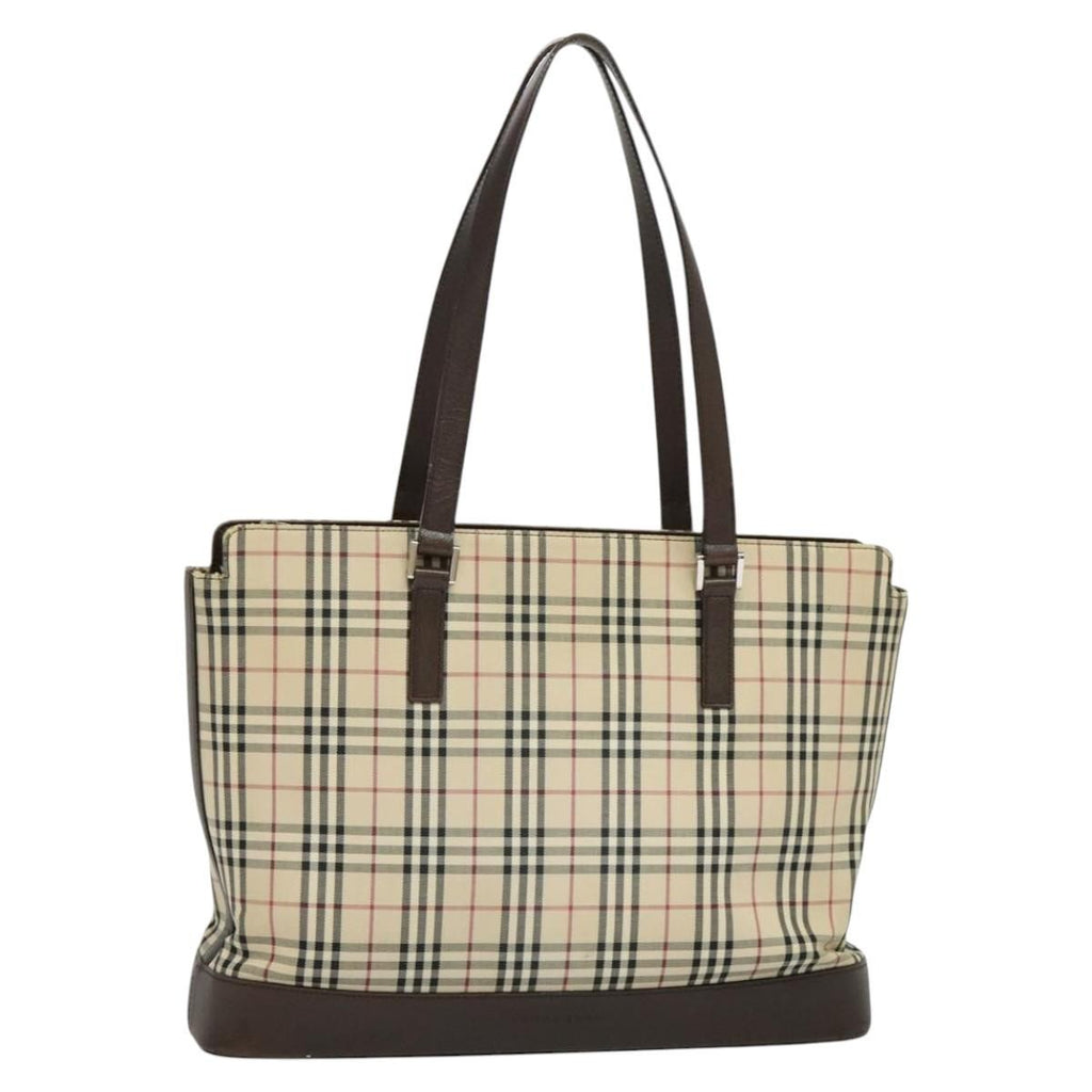 Burberry Nova Check Tote Canvas And Leather Beige Canvas Tote Bag