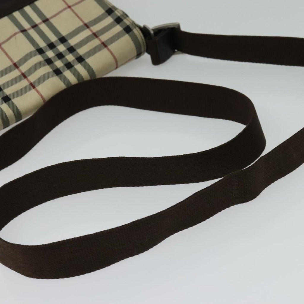 Burberry Vintage Flap Crossbody Bag Haymarket Canvas Beige Nylon Shoulder Bag