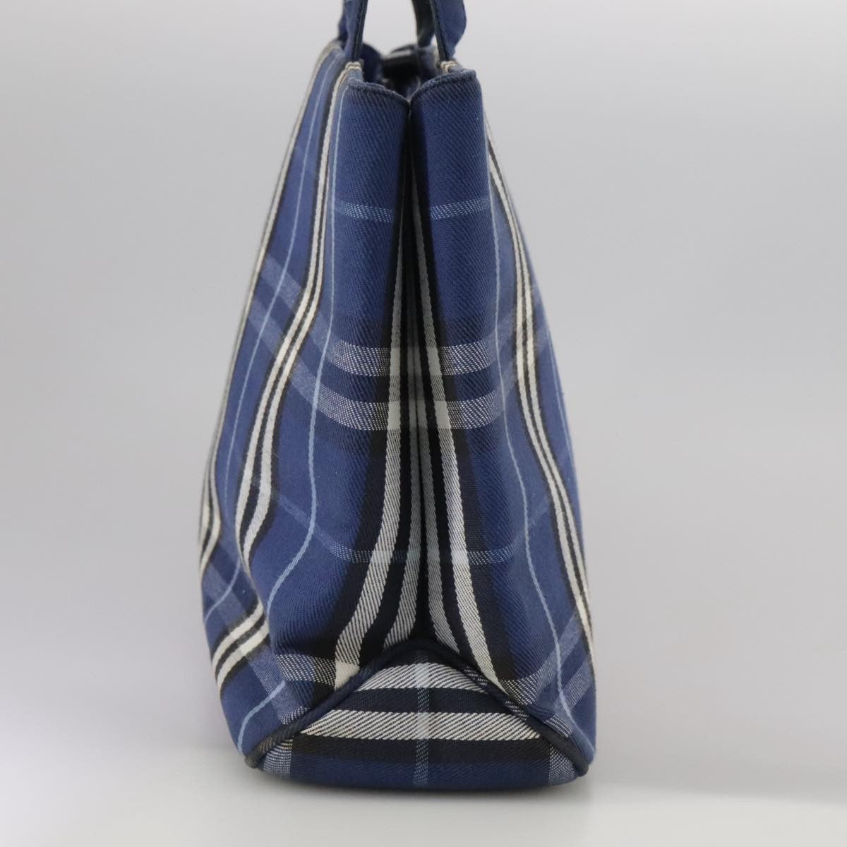 Burberry Nova Check Tote Canvas Check Pattern Blue Canvas Tote Bag