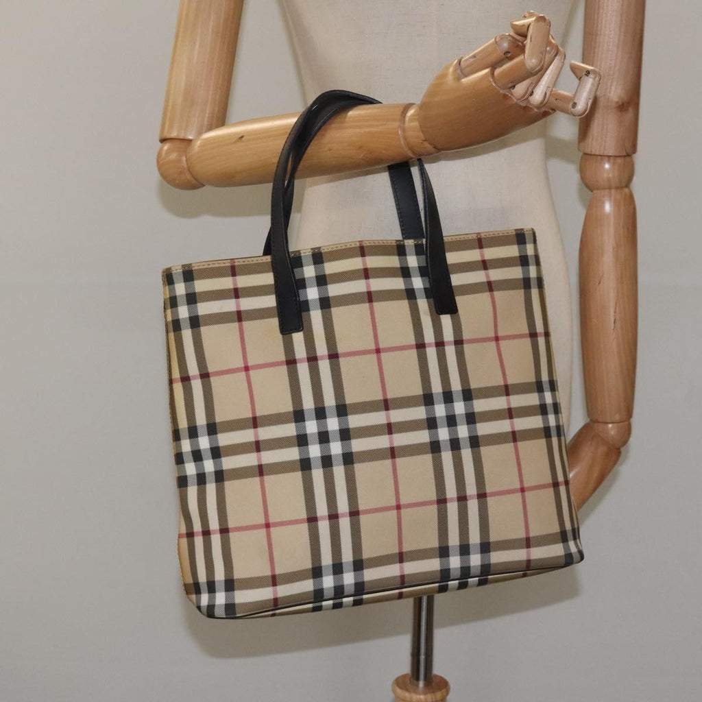 Burberry Nova Check Tote Canvas Check Pattern Beige Canvas Tote Bag