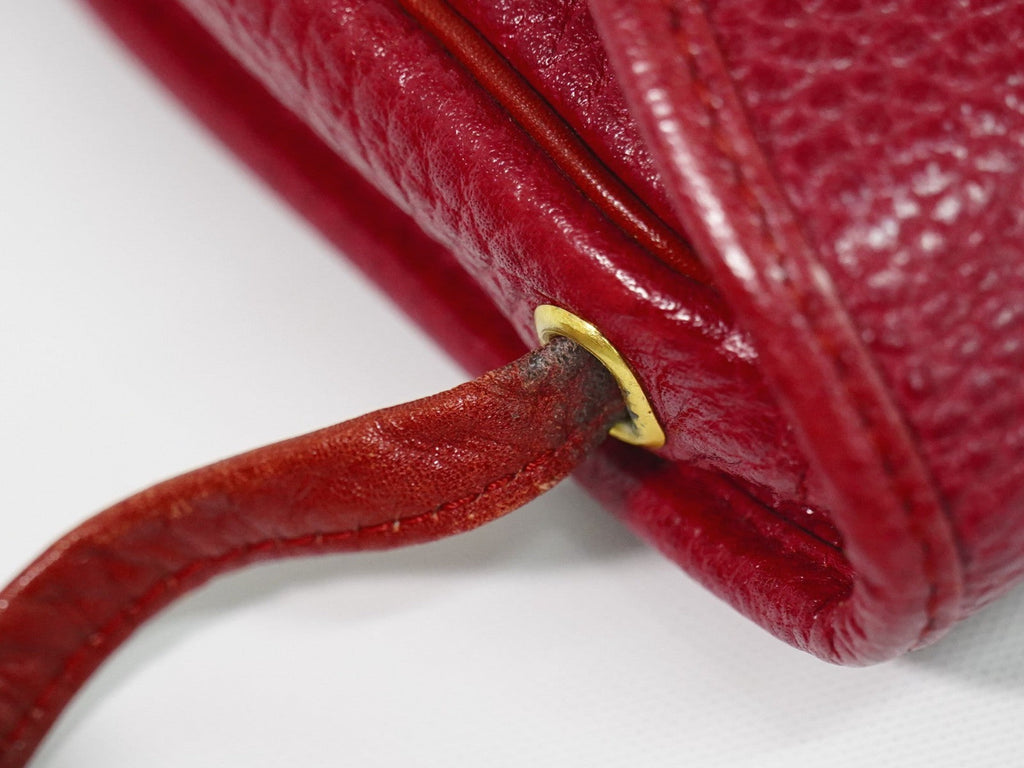 Christian Dior Vintage Shoulder Bag Leather Red Leather Shoulder Bag Bag (Pre-Owned)