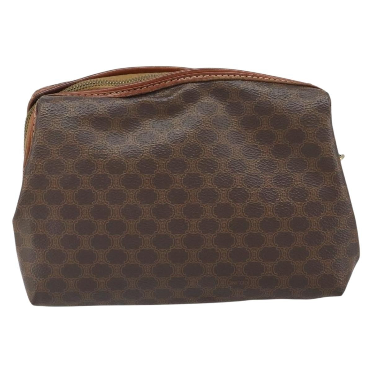 Celine Macadam Pochette Canvas And Leather Brown Canvas Clutche & Pouche Bag
