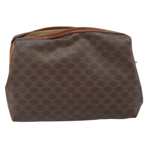 Celine Macadam Pochette Canvas And Leather Brown Canvas Clutche & Pouche Bag