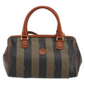 Fendi Vintage Pequin Convertible Boston Bag Coated Canvas Black Canvas Handbag