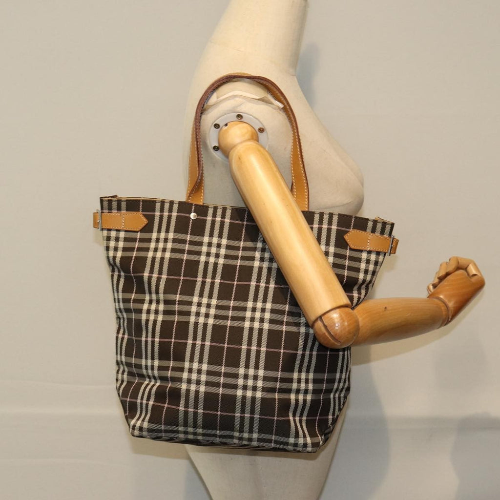 Burberry Nova Check Blue Label Nylon Brown Nylon Tote Bag
