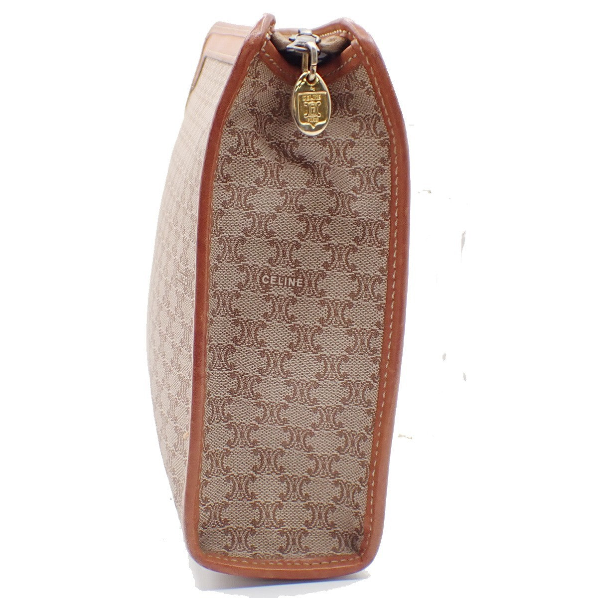 Celine Macadam Pochette Canvas And Leather Brown Canvas Clutche & Pouche Bag